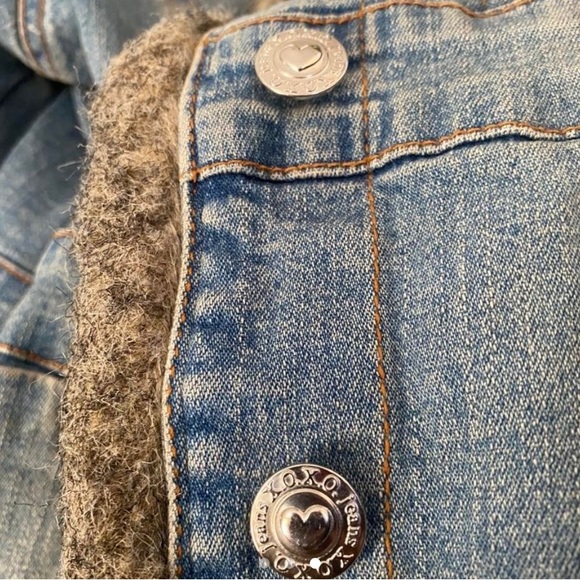 2000s fitted vintage y2k grunge denim fur jacket - Picture 2 of 3